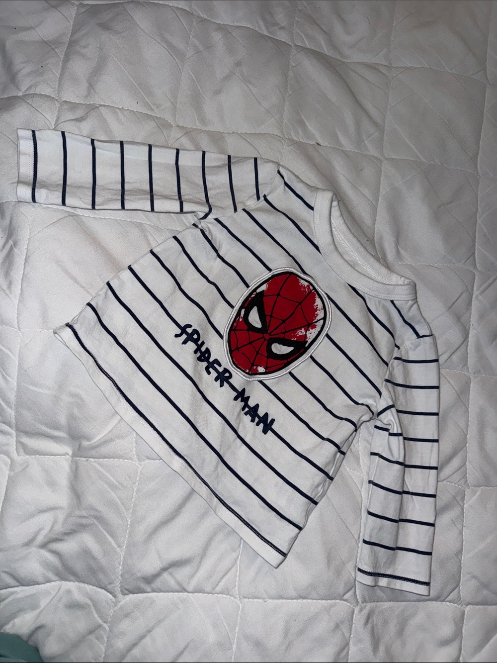 6m Marvel, long sleeve white and black Spider-Man T-shirt boys